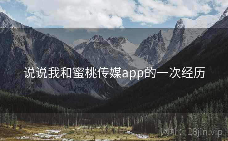 说说我和蜜桃传媒app的一次经历