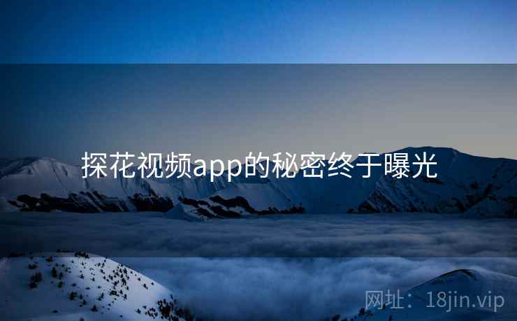 探花视频app的秘密终于曝光